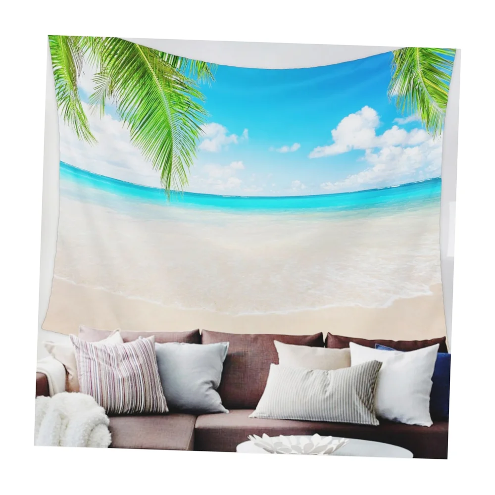 Tapestry Wall Hanging Clear Sea Water Blue Ocean Beach Coconut Tree. NWT